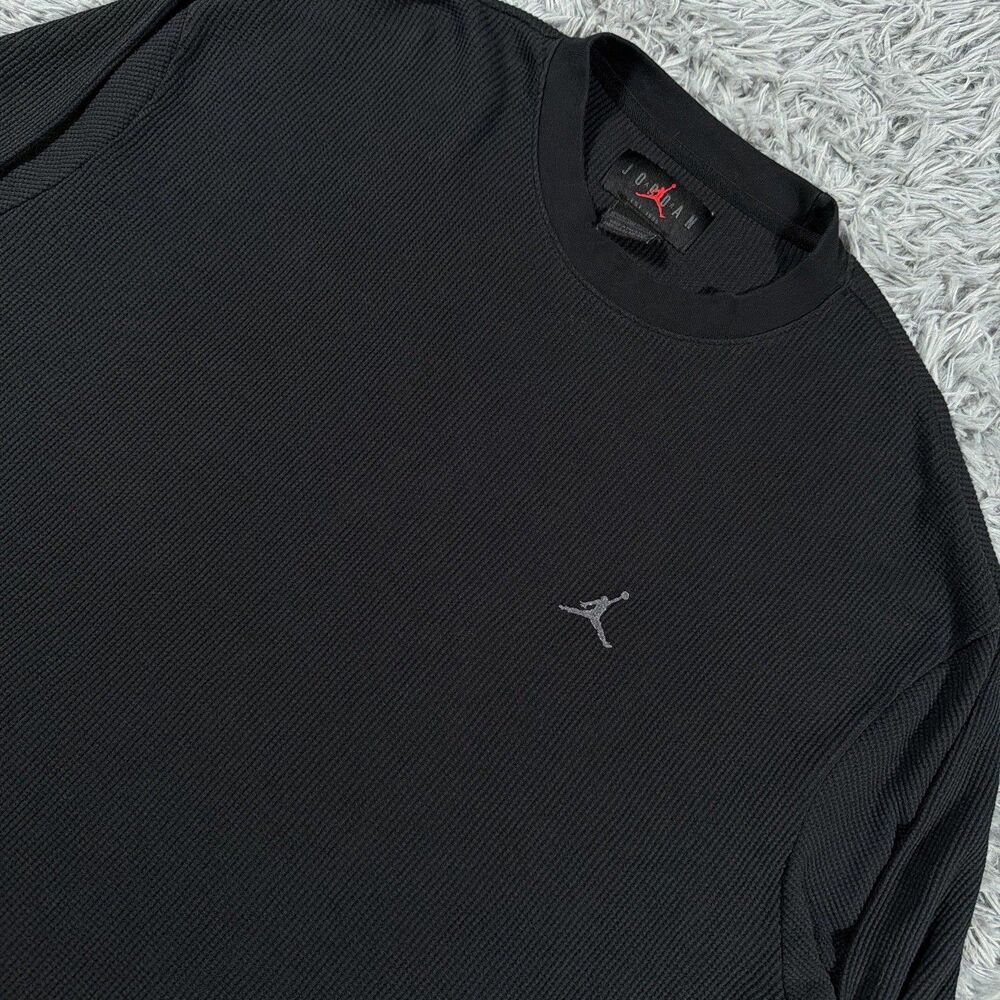 Jordan Shirt Extra Large Tall Black Waffle Knit Thermal Long Sleeve Jumpman Mens